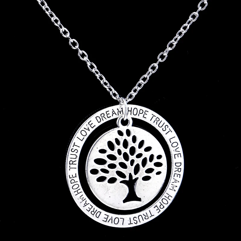 Новейшая подвеска Love Dream Hope Trust Circle Tree Of Life ожерелье для женщин и девушек ювелирные