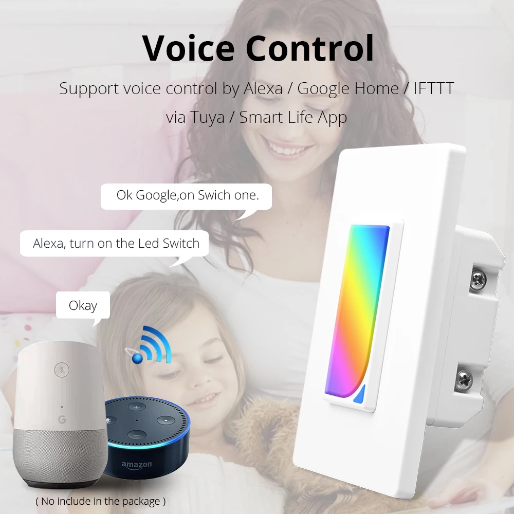 Фото Умный дом WiFi настенный выключатель света Alexa Echo Google домашний помощник Голосовое Умный дом WiFi настенный выключатель света Alexa Echo Google домашний помощник Голосовое