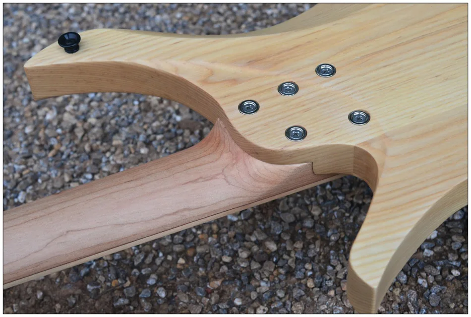 7 струн Безголовый электрогитара Стиль Синий взрыв spalted вьющиеся клен Топ Пламя клен шеи