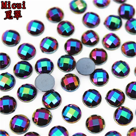 Black AB Micui 6/8mm Crystal AB Round Acrylic Nail Rhinestones Flatback Glue On Non Hotfix Stones Appliques For Craft DIY Nail Art MC341 - Цвет: Black AB