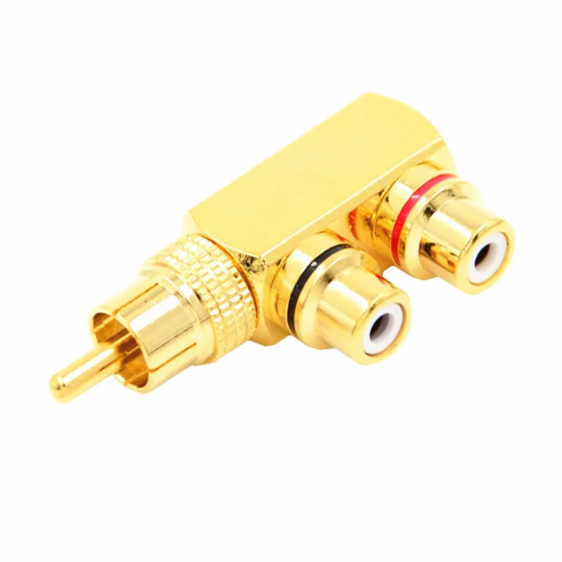 10 шт./лот медь позолоченный RCA штекер 2 Женский AV Аудио Видео адаптер сплиттер