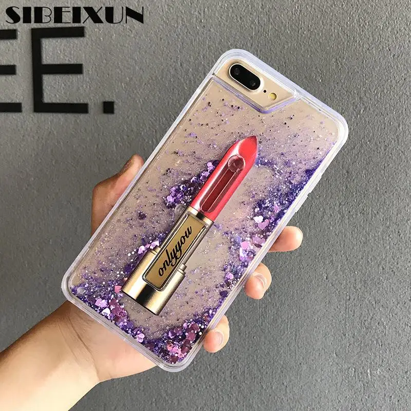 SIBEIXUN Clear Quciksand red lips cover case for iPhone 6 6s 7 8 Plus X XS | Мобильные телефоны и аксессуары