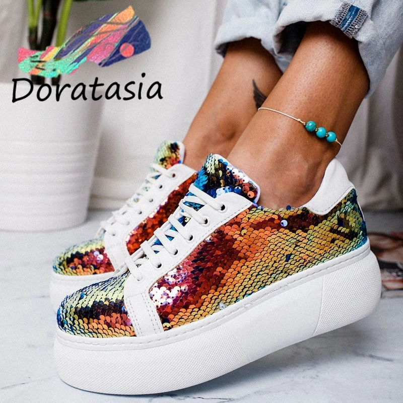 DORATASIA/Новинка года; Прямая поставка; Лидер продаж; женские шикарные кроссовки; Женская Осенняя модная обувь на платформе для девушек и пап; женская обувь; Размеры 35-42