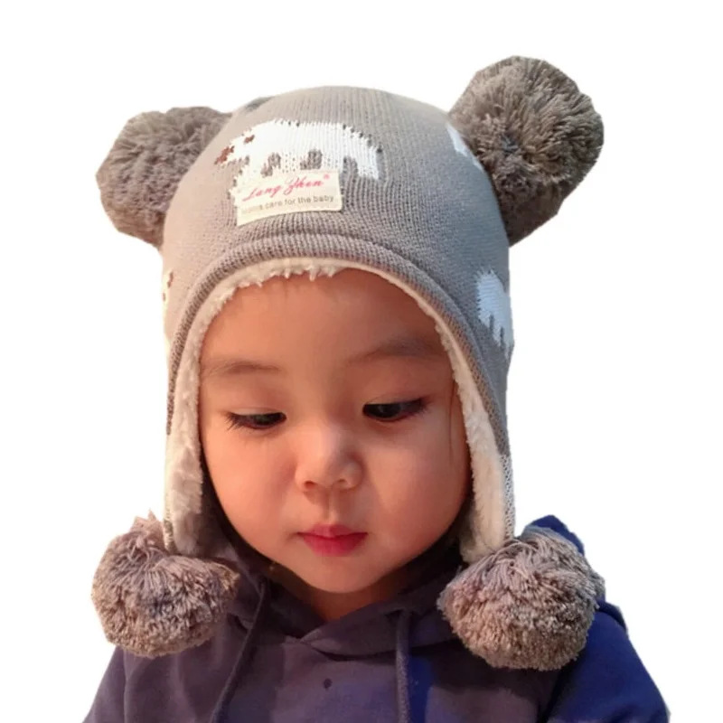 New Baby Girls Boys Hats Cartoon Bear Kids Baby Winter Autumu Hats Bonnet Enfant Hat For Children Baby Muts