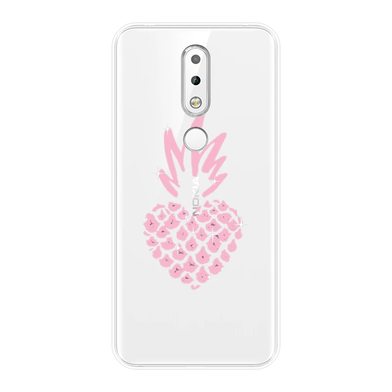Back Cover For Nokia 2.1 3.1 5.1 6.1 7.1 Plus Cute Pineapple Heart Soft Silicone Case Phone | Мобильные телефоны и
