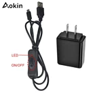 Блок питания Aokin для Raspberry Pi, мини-зарядное устройство для ЕССША, адаптер питания Raspberry Pi 3 Model BB + Raspberrry 5 В, а