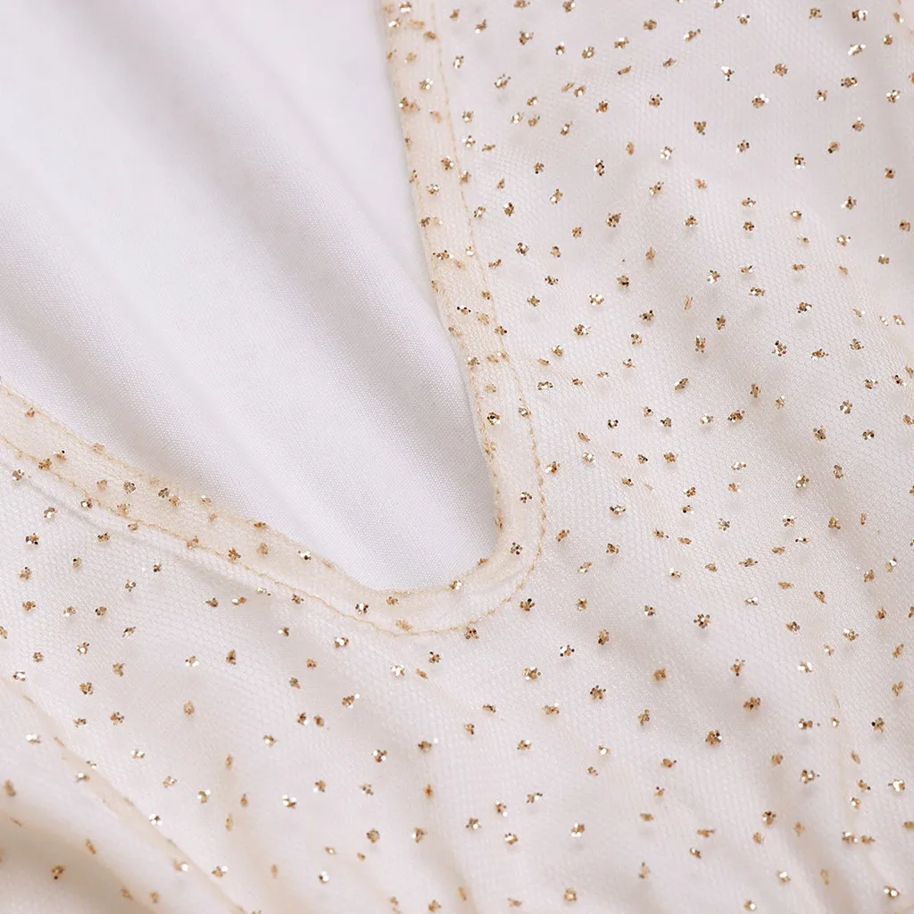 Женские модные пикантные Повседневное V шеи блесток кружева Soild сетки