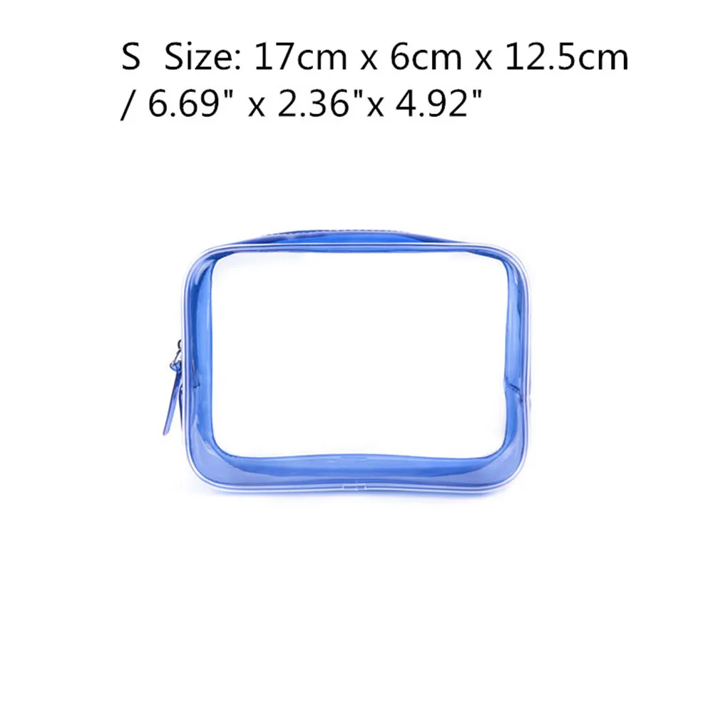 Blue Size S DEZEMIN прозрачные косметички прозрачные сумки с двойной застежкой-молнией для хранения 3 размеров - Цвет: Blue Size S