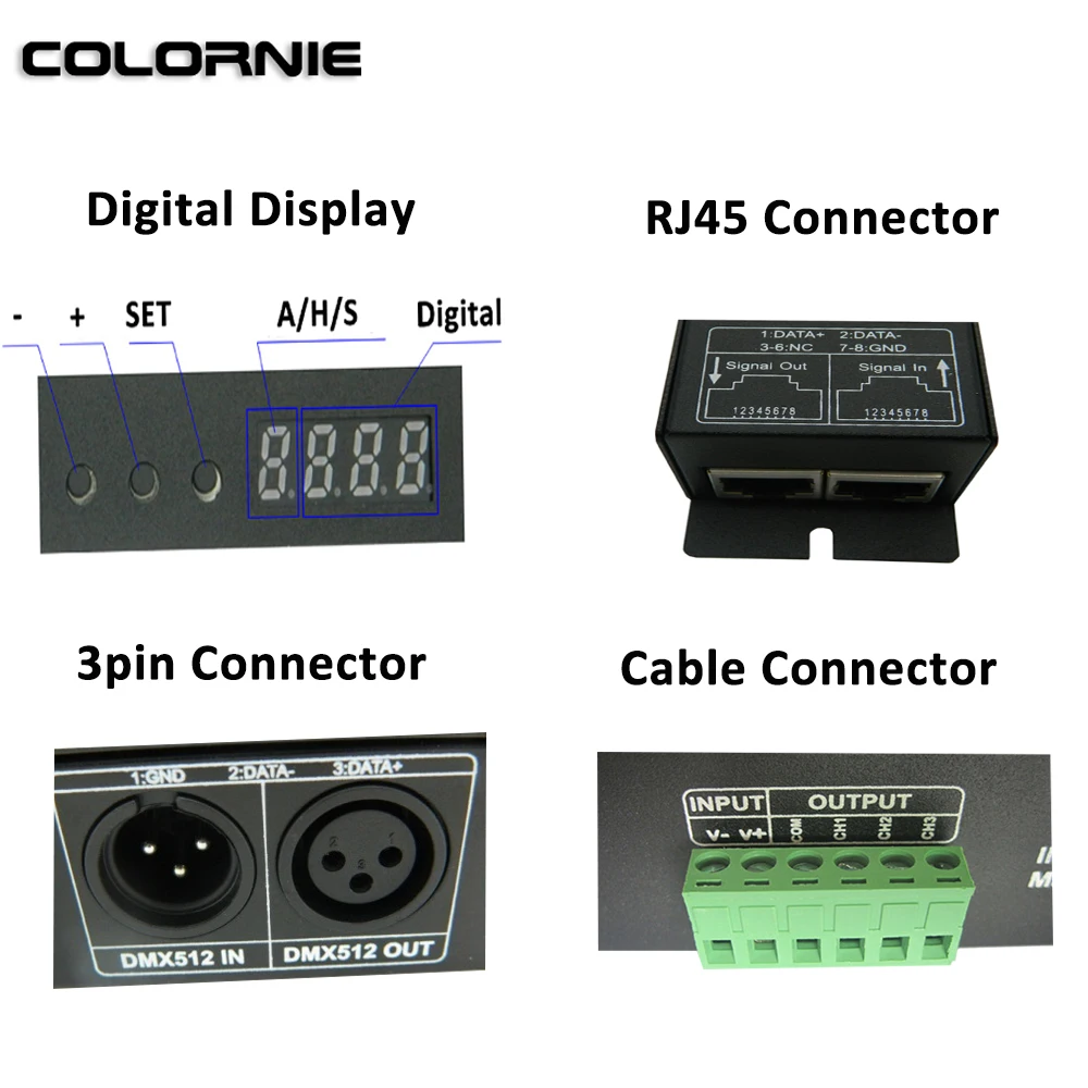 Декодер DMX512 RGBW DC12V ~ 24V 4chx4A декодер с цифровым дисплеем светодиодный