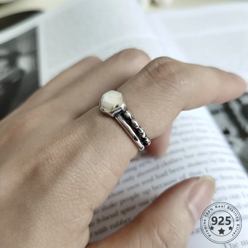 LouLeur, 925 пробы, Серебряное двойное кольцо, кольца, Ретро стиль, минималистичные, необычные, регулируемые кольца для женщин, мода 925, ювелирное изделие