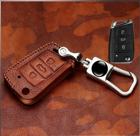 Винтаж из натуральной кожи Автомобильный ключ чехол для ключей VW Golf 7 GTI MK7 Octavia A7