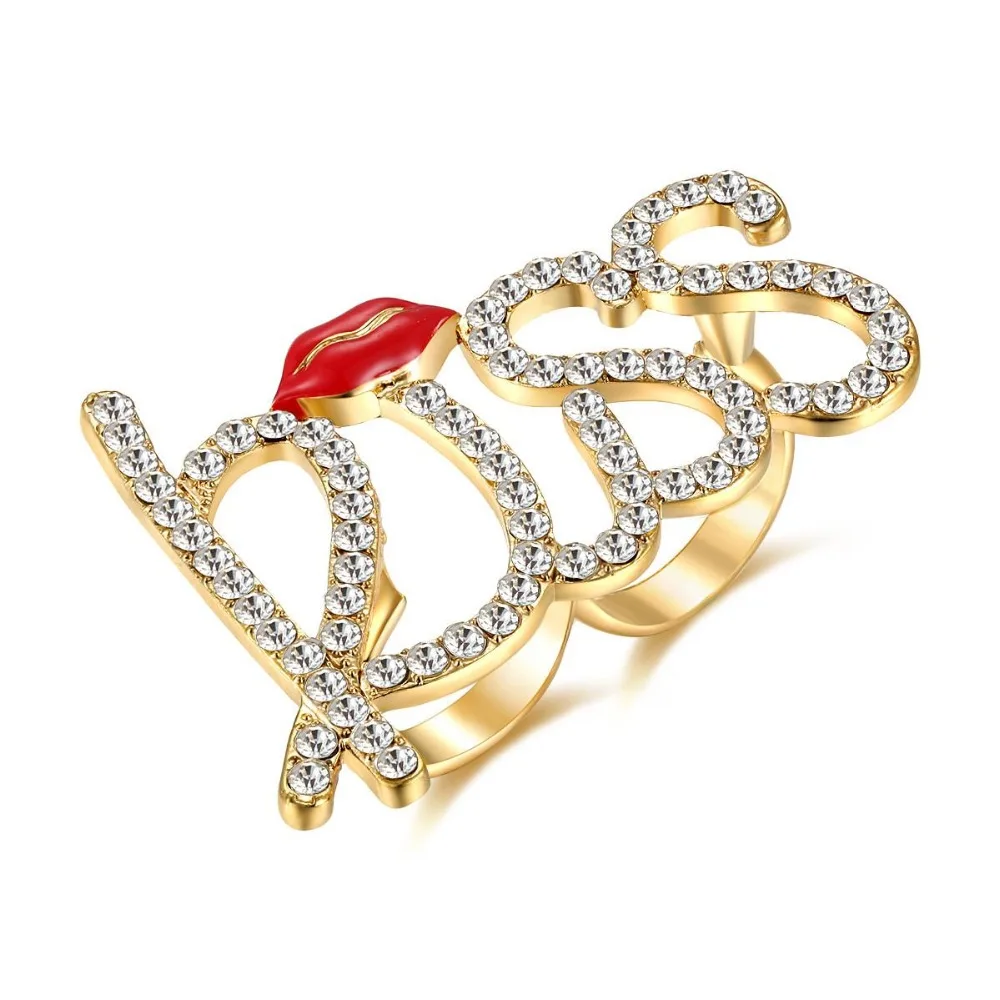 В стиле панк Кристалл Поцелуй кольцо со стразами Модные два пальца сплава