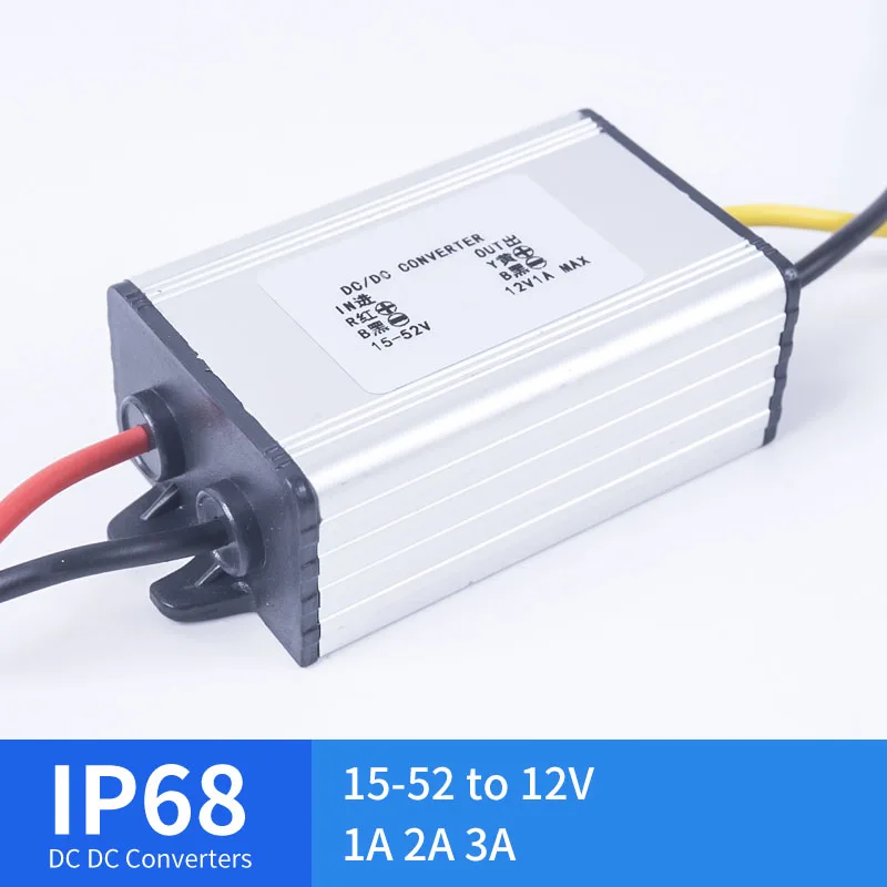 DC 15 52V TO 12V 1A 2A 3A длинный алюминиевый корпус источник питания для автомобильного