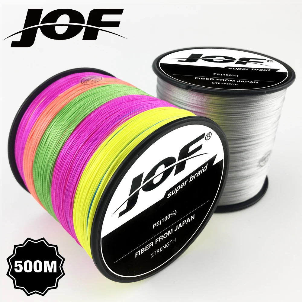 JOF 500 м 8 нитей 4 нити 10-80LB PE плетеный рыболовный провод Multifilament очень прочный рыболовный линия ЯПОНИЯ многоцветный