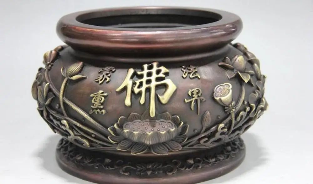 6 Китайский буддистский храм красный бронзовый медный цветок лотоса Курильница |