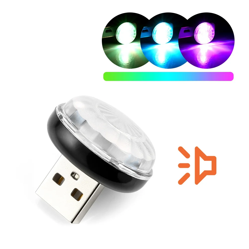 СВЕТОДИОДНЫЙ Автомобильный USB атмосферный свет DJ RGB Мини Красочный музыкальный звук лампа USB-C телефон ампулы праздничная атмосфера динамическая лампа