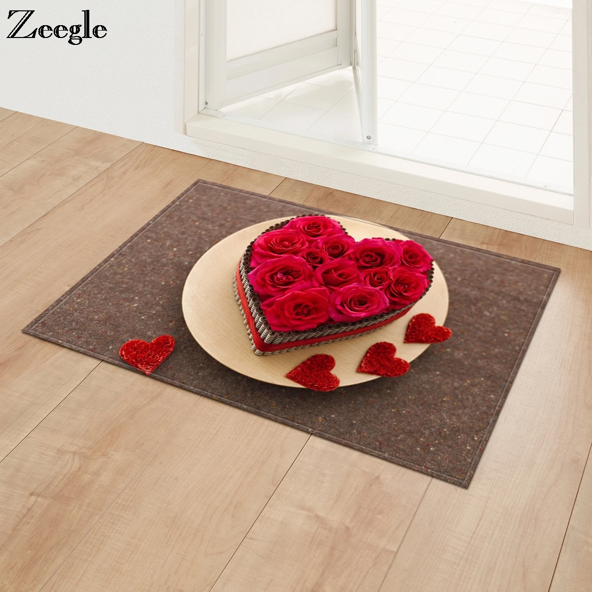 Zeegle ко Дню Святого Валентина напольный коврик для входной двери коврики моющиеся