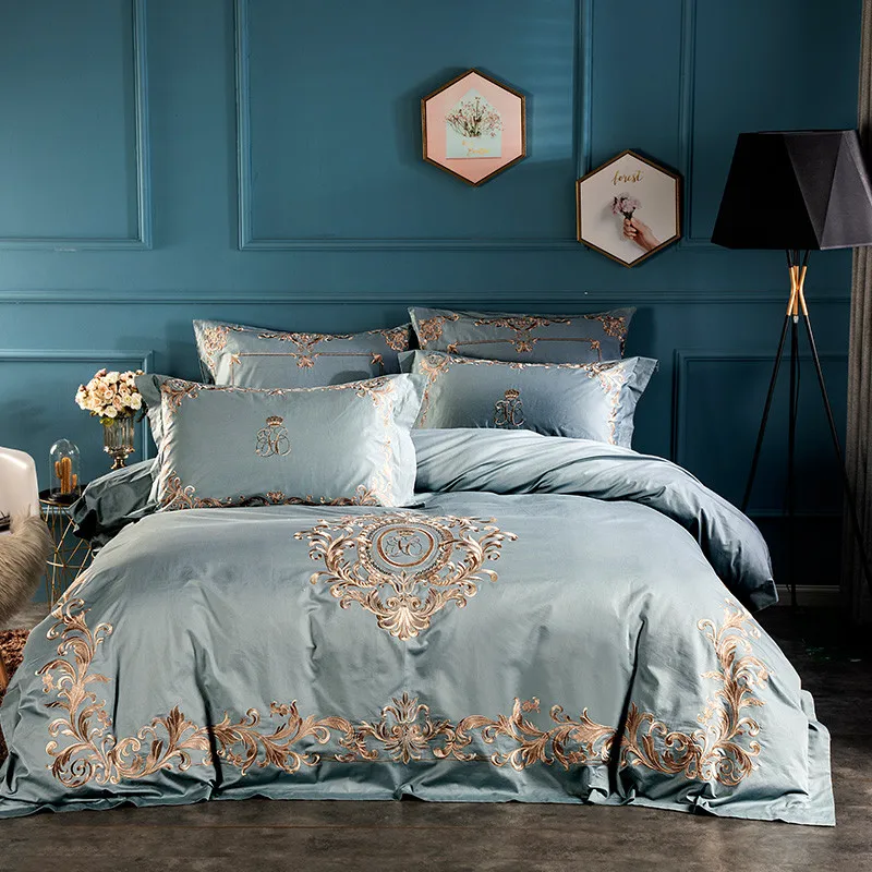 4 шт. набор постельного белья из чистого хлопка с вышивкой|Комплекты белья| |