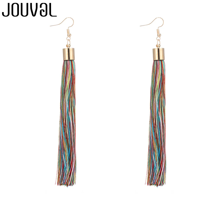 E1260-14 JOUVAL Серьги-кисточки женские длинные висячие серьги с бахромой женские серьги Boho массивные Brincos винтажный этнический Богемный ювелирные изделия - Окраска металла: E1260-14