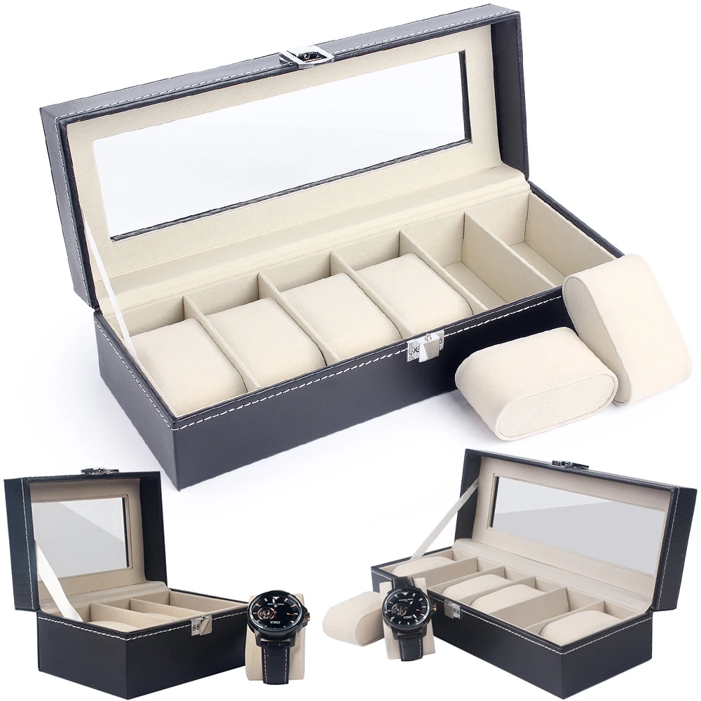Шкатулка для часов шкатулка драгоценностей держатель органайзер 2 3 6 слот из