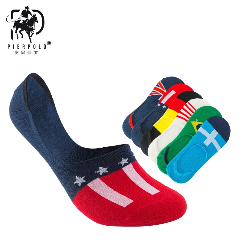 

New High Quality 5pairs/lot Summer Socks Fashion Flag Men Socks Cotton Socks Bamboo Fiber Invisible Men Happy Socks