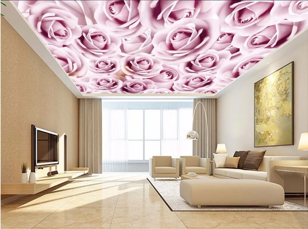 

Custom photo 3d ceiling murals wallpaper Romantic rose flower picture room home decor 3d wall murals wallpaper for walls 3 d