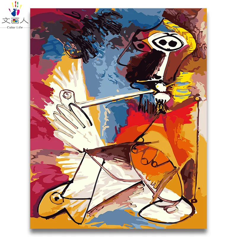 Женщина с книжкой Пикассо абстрактная известная живопись по номерам красками на