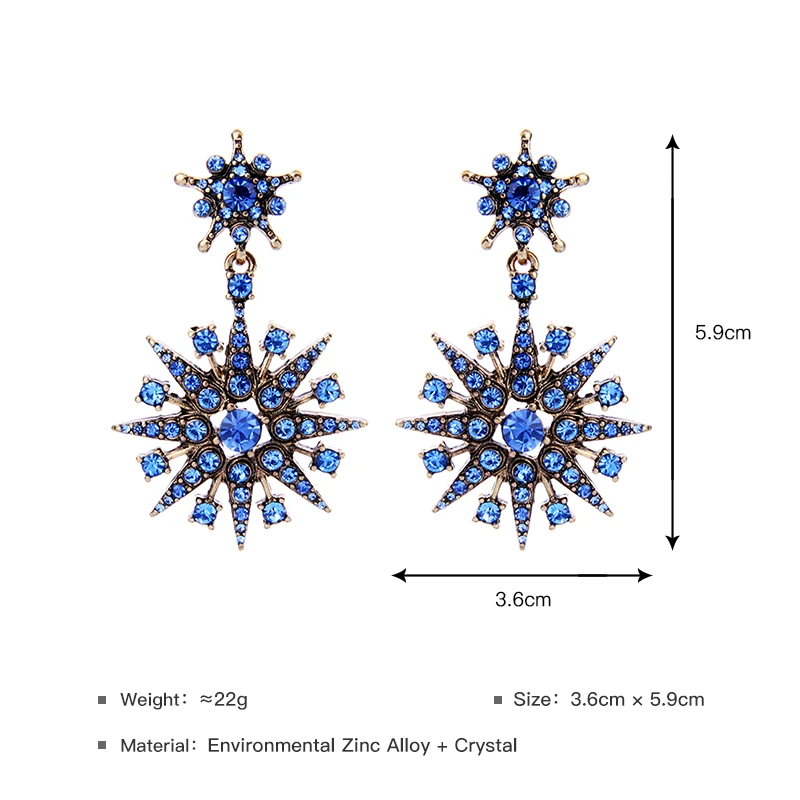 Синие &amp Зеленые прозрачные Кристальные серьги снежинки 2017 Али экспресс Модные