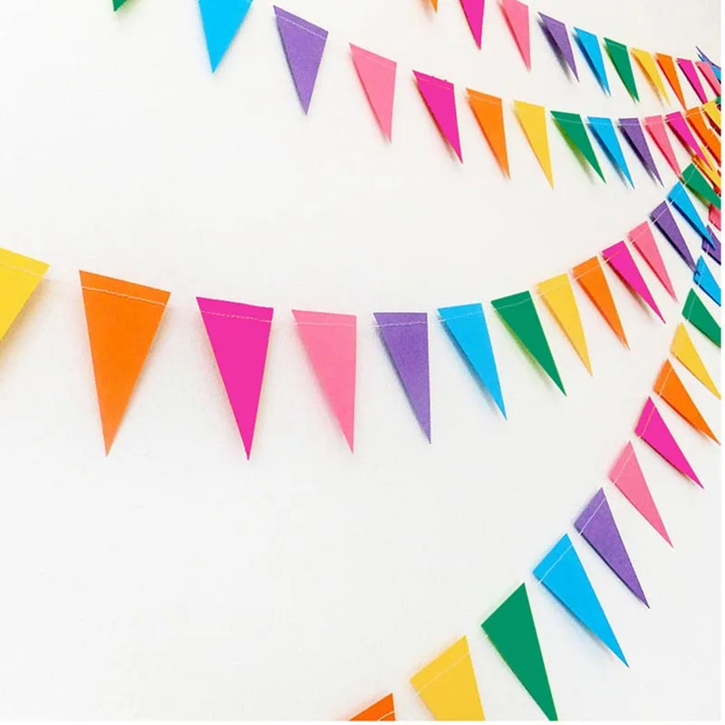 

4 Meters Multicolor Paper Flags Banner Paper Garland Pennant For Wedding Baby Shower Birthday Party Garden Tent Decorations
