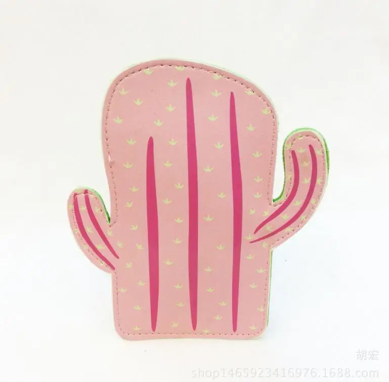 pink Женские кошельки С КАКТУСОМ M234, 4 цвета на выбор, обычные кошельки из искусственной кожи для монет, сумки для карт - Цвет: pink