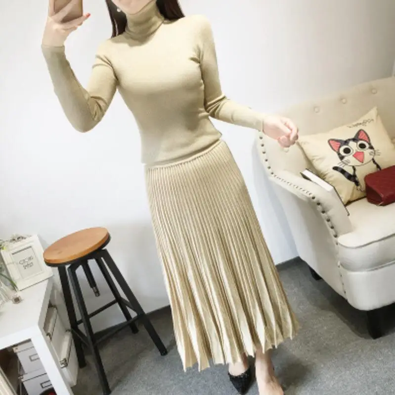 Женские новые трикотажные футболки и юбки костюмы из 2 предметов зимняя