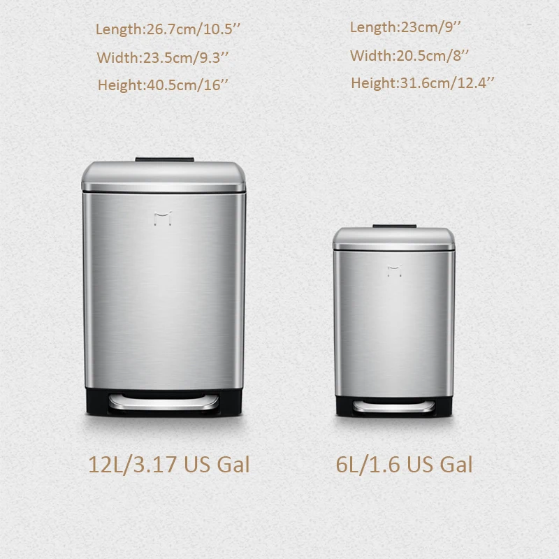 MR. BIN 6L/12L 410 мусорное ведро из нержавеющей стали с увеличенной педалью бытовой