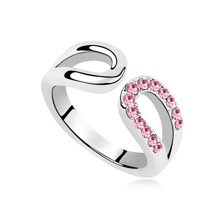 Кольцо унисекс белое золото с кристаллами для свадебной вечеринки | Украшения и