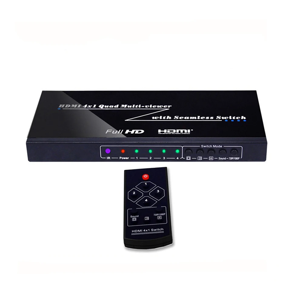 HDMI Multiviewer 4X1 Quad Multi-Viewer Splitter с бесшовным переключателем ИК-управления выходным разрешением до 1080 p