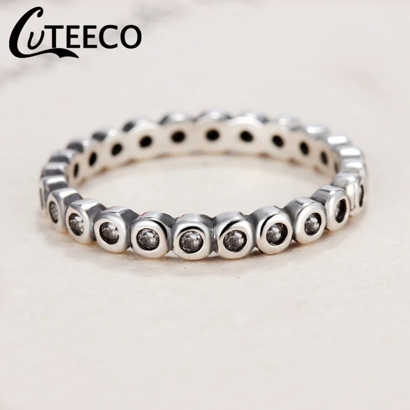 CUTEECO посеребренное завораживающее блестящее штабелируемое фианитовое