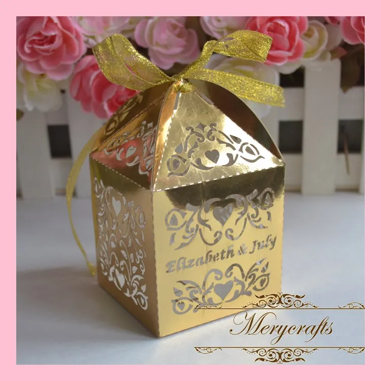 Cajas de recuerdo de vid de amor dulce con nombres personalizados, cajas de recuerdo de boda personalizadas de marfil y rojo, cortadas con l&aacute;ser-4