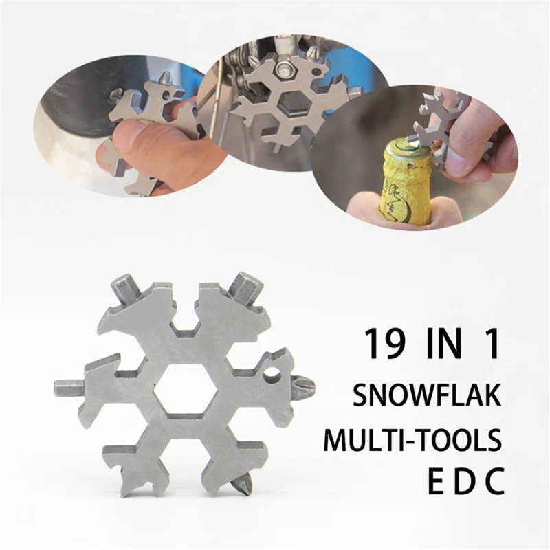 

Snowflake EDC Tool Card 18-in-1 Multi-tool Combination Compact Multifunction Screwdriver Portable Outdoor Portable Gadget