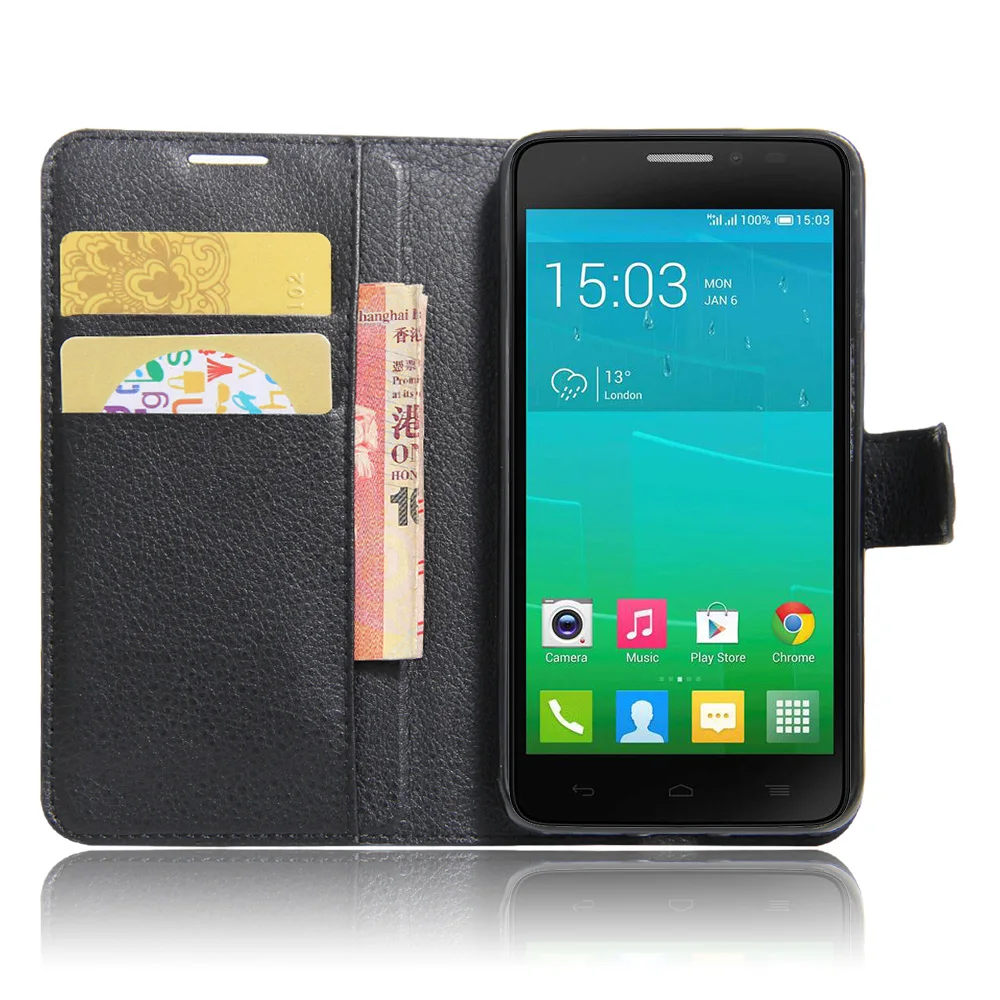Роскошные Флип кожаный чехол для Alcatel One Touch Idol X + 6043D Бумажник Обложка книги