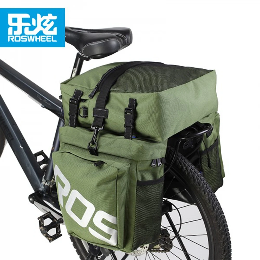 ROSWHEEL Bicycle Carrier Bag Rear Rack Trunk 37L Bike Luggage Back Seat Pannier 2 Colors 3 Bags Cycling Saddle Storage