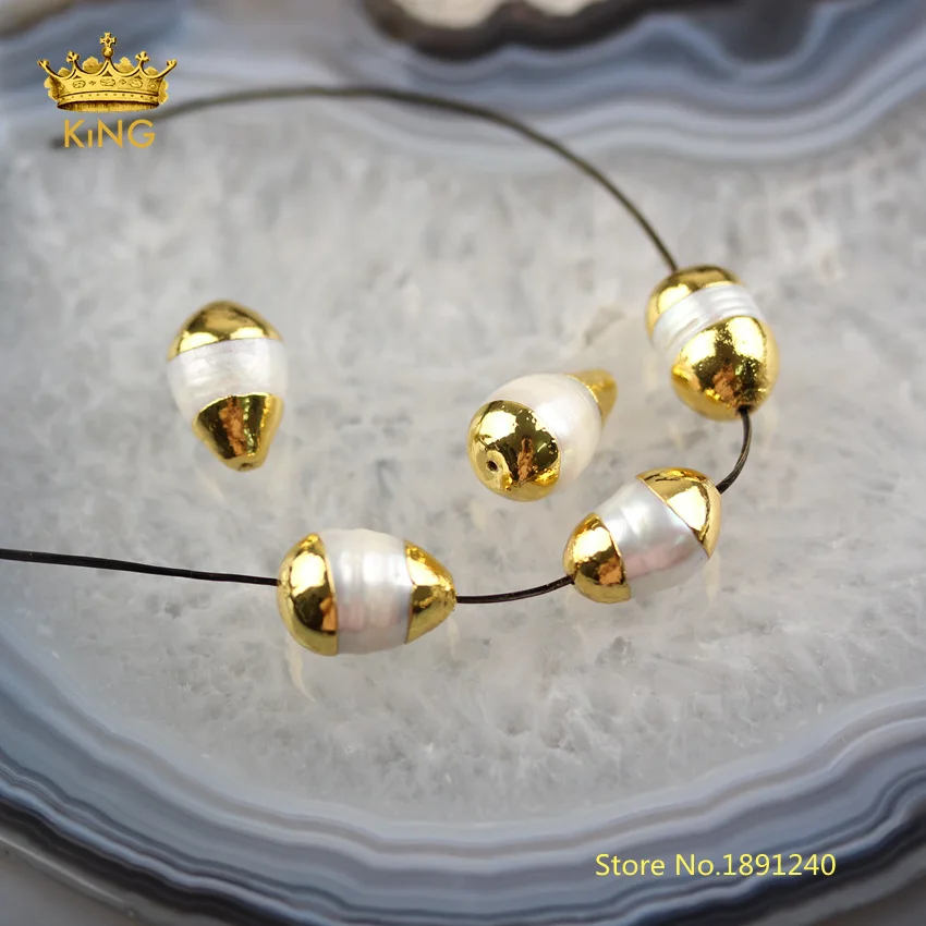 3 Style choice 10pcs bulk sale White Pearl Shell holes Charms Plated Gold Copper Caps Bails DIY Bracelet Necklace Spacers YYF43 | Украшения