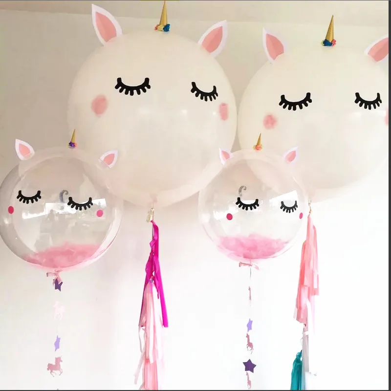 1 set Handcraft Unicorn Party Balloons &ampAccessories 36inch Latex Balloon DIY Mask Eyes Stickers Kids Birthday Supplies | Дом и сад