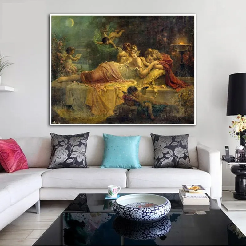 free shipping classical baby angels sleeping beauty canvas paintings oil painting printed on canvas wall art decoration picture