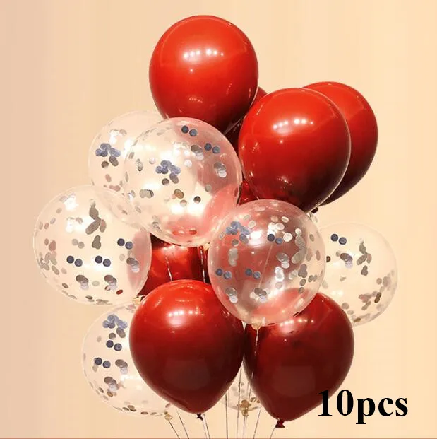 silver red 10 шт./лот, прозрачные воздушные шары, Золотая Звезда, конфетти из фольги, прозрачные воздушные шары с днем рождения, детский душ, украшения для свадебной вечеринки - Цвет: silver red