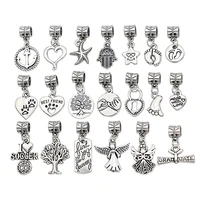 20pcs mix lot silver plated tree of life heart angel charms beads fit pandora european bracelets jewelry making accessories diy