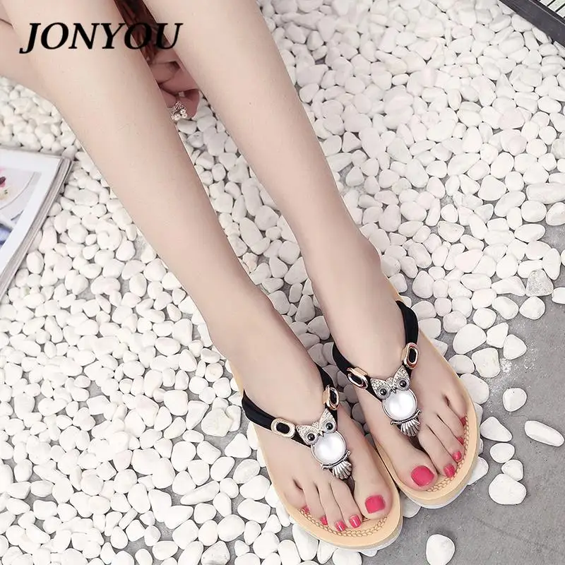 Вьетнамки Кристалл Женщины Слайды Случайные Сова женская Обувь Животных Милые