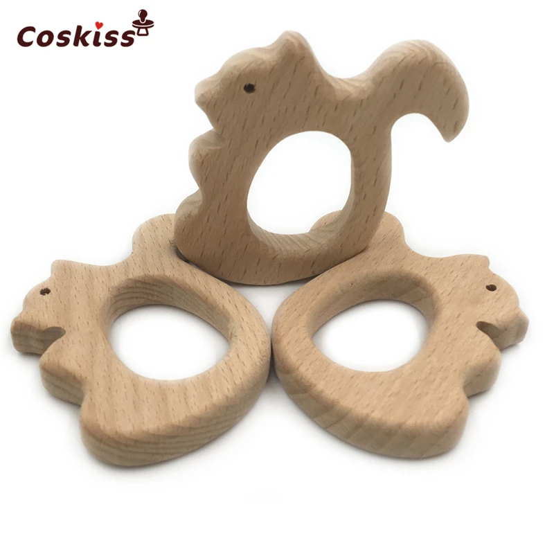Mordedor de madera Natural hecho a mano para beb&eacute;, mordedor para dentici&oacute;n, lactancia-2
