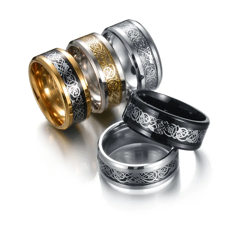 Кольцо кольцо для пальцев в стиле панк золотое черное с драконом|lord of rings|lord the