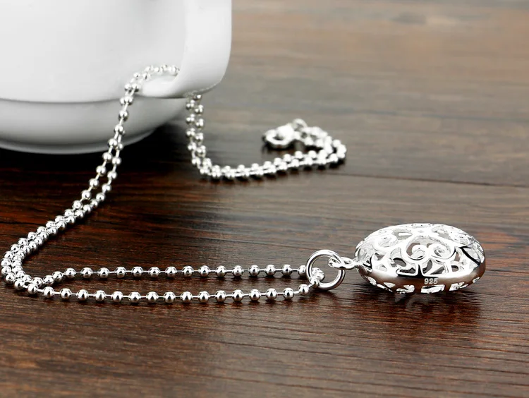 Free shipping 925 sterling silver necklace female creative hollow pendant design solid pearl lady charm jewelry | Украшения и