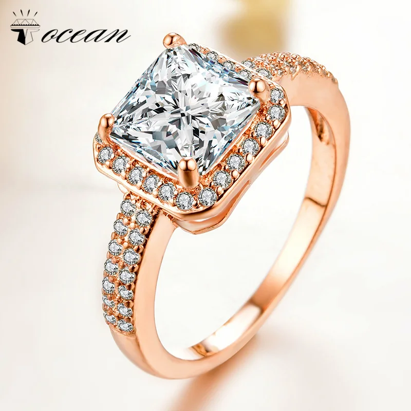 Tocean розовое золото Цвет модные обручальные кольца для Для женщин овальным