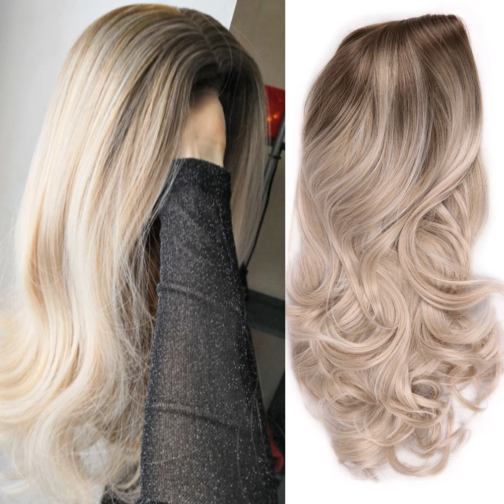 FAVE Ombre Парик светильник коричневый пепельный блонд длинные волнистые косплей термостойкие волокна синтетические волосы 20 дюймов парики для черно-белых женщин